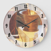 Messingmörser und Stampfe Große Wanduhr (Vorderseite)