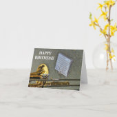 Messingmusikinstrumentgeburtstag des Trombone Karte (Gelbe Blume)