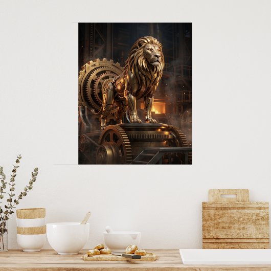 Messingner Löwenthron Poster (Küche)