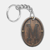 Messingniete Holzmonogramm M Fass Emblem 🔑 Schlüsselanhänger (Vorderseite links)