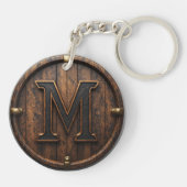 Messingniete Holzmonogramm M Fass Emblem 🔑 Schlüsselanhänger (Rückseite)