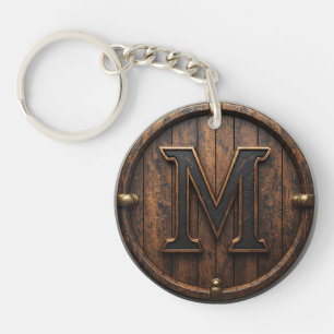 Messingniete Holzmonogramm M Fass Emblem 🔑 Schlüsselanhänger