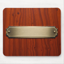Messingschild auf Mahagoni-Holzmaserung Mousepad