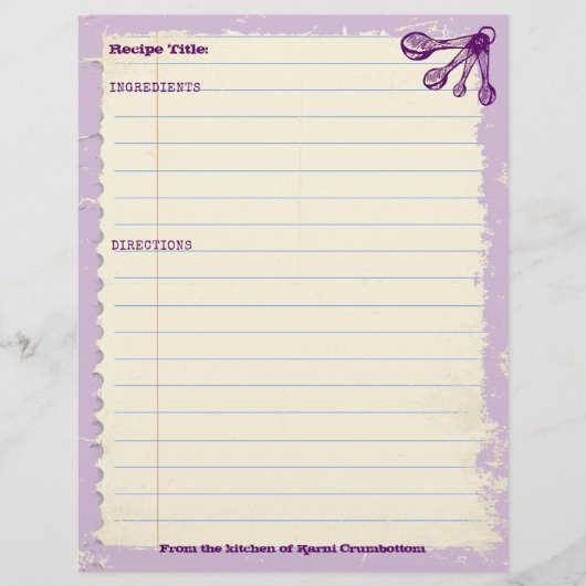 Messlöffel Backbäckerei personalisiertes Rezept (Vorderseite)