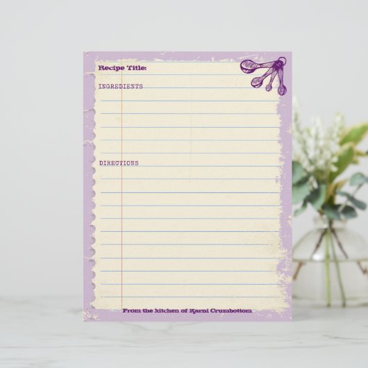 Messlöffel Backbäckerei personalisiertes Rezept (Stehend Vorderseite)