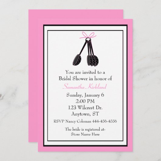 Messlöffel Brautdusche Einladung (Vorne/Hinten)