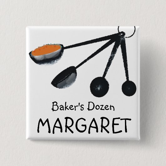 Messlöffelgewürze, die Backen-Namensschild kochen Button (Vorderseite)