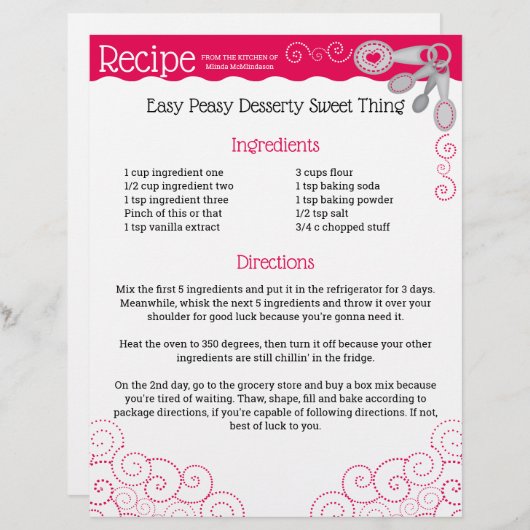 Messung der Löffel Herzmenü Rezept Flyer (Vorne/Hinten)