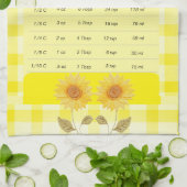 Messung Sonnenblumen Gelbes Gingham-Logo Geschirrtuch (Gefaltet)