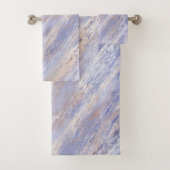 Messy Abstrakt Blue und Beige Paint Strokes Badhandtuch Set (Insitu)