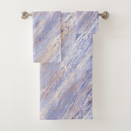 Messy Abstrakt Blue und Beige Paint Strokes Badhandtuch Set (Insitu)