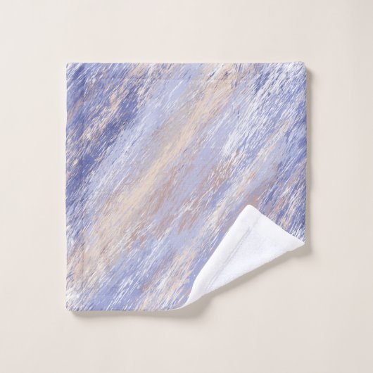 Messy Abstrakt Blue und Beige Paint Strokes Badhandtuch Set (Waschlappen)