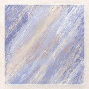 Messy Abstrakt Blue und Beige Paint Strokes Glasuntersetzer