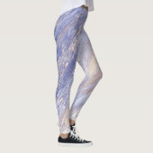 Messy Abstrakt Blue und Beige Paint Strokes Leggings (Rechts)