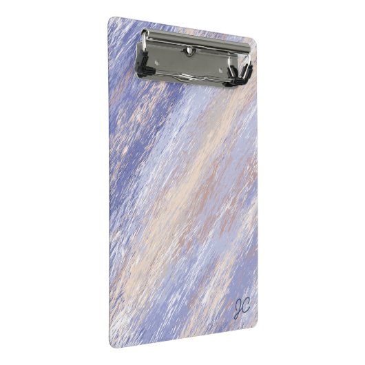 Messy Abstrakt Blue und Beige Paint Strokes Mini Klemmbrett (Schrägansicht)