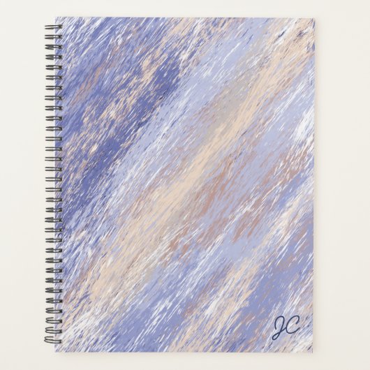 Messy Abstrakt Blue und Beige Paint Strokes Planer (Vorderseite)