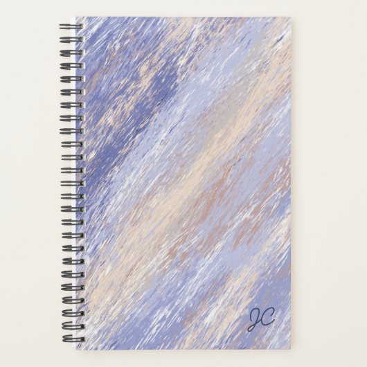 Messy Abstrakt Blue und Beige Paint Strokes Planer (Vorderseite)
