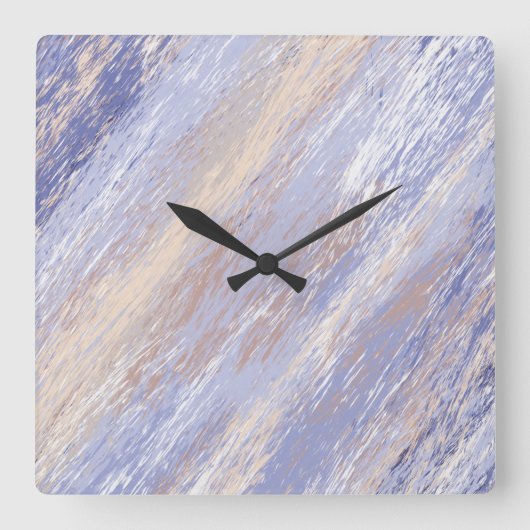 Messy Abstrakt Blue und Beige Paint Strokes Quadratische Wanduhr (Vorderseite)