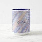 Messy Abstrakt Blue und Beige Paint Strokes Tasse (Zentrum)