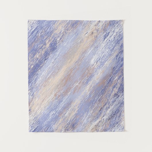 Messy Abstrakt Blue und Beige Paint Strokes Wandteppich (Vorderseite)