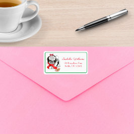 Messy & Adorable Shih Tzu mit Lebkuchenspielzeug Adressaufkleber