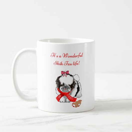Messy & Adorable Shih Tzu mit Lebkuchenspielzeug Kaffeetasse (Links)