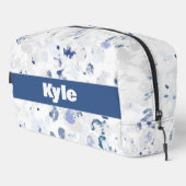 Messy Blue Gray Spritzer Pattern mit Name Waschbeutel (Rechte Ecke)