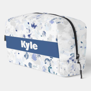 Messy Blue Gray Spritzer Pattern mit Name Waschbeutel