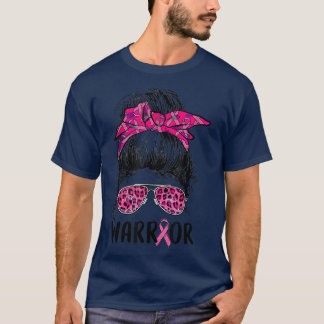 Messy-Brillen tragen rosa Krieger-Brustkrebs T-Shirt