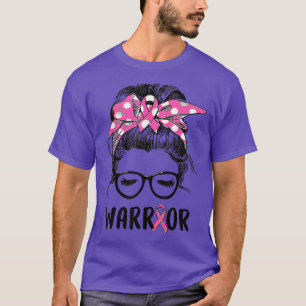 Messy-Brillen tragen rosa Krieger-Brustkrebs T-Shirt