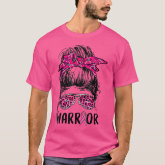 Messy-Brillen tragen rosa Krieger-Brustkrebs T-Shirt