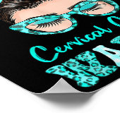 Messy Bun Aquamarin Ribbon Zervical Cancer Warrior Poster (Ecke)