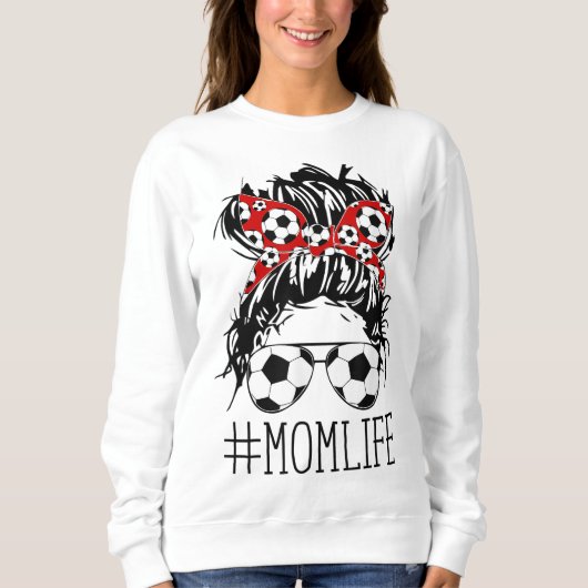 Messy Bun Bandana Haare Tragen Fußball Sonnenbrill Sweatshirt (Vorderseite)
