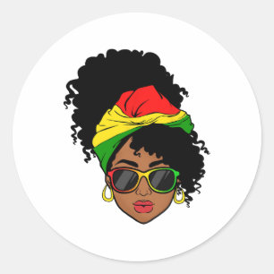 Messy Bun Black History Mont Shirts African Ameri Runder Aufkleber