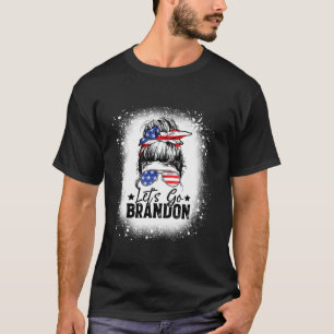 Messy Bun Bleached American Flag Lasse s Go Brando T-Shirt