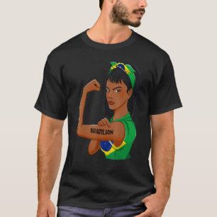Messy Bun Brazilian Flag Brasilien für Frauen T-Shirt