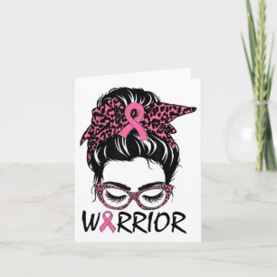 Messy Bun Breast Cancer Wear Pink Warrior Karte