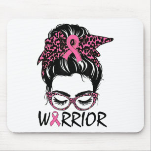 Messy Bun Breast Cancer Wear Pink Warrior Mousepad