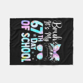 Messy Bun Bruh It's My 67th Day Of School Students Fleecedecke (Vorderseite (Horizontal))