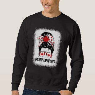 Messy Bun Canadian Mama Happy Canada Day Flag 1th Sweatshirt