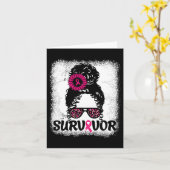 Messy Bun Distressed Pink Ribbon Brustkrebs Sur Karte (Gelbe Blume)