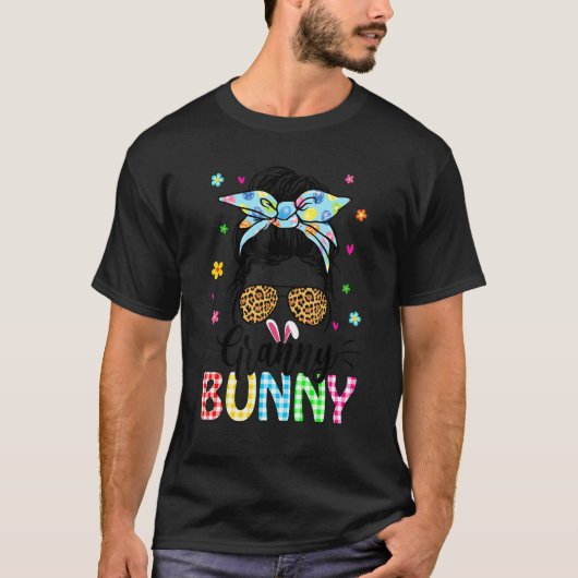 Messy Bun Easter Eggs Bandana Bunny Granny Women G T-Shirt (Vorderseite)