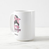 Messy Bun February Girl Leopard Kariert Pink Heart Kaffeetasse (Vorderseite Links)