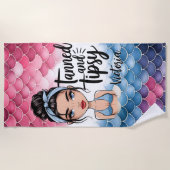 Messy Bun Fish Scales gegerbt und Tipsy Individuel Strandtuch (Vorderseite)