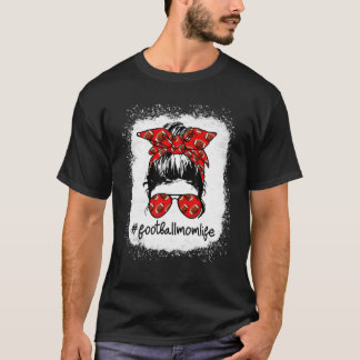 Messy Bun Football Mama geblasene Football Mo T-Shirt