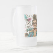Messy Bun, Getting Stuff Done - Boss Babe Cartoon Mattglas Bierglas (Vorderseite Links)