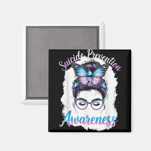 Messy Bun Girl Suicide Prevention Mental Health Gr Magnet (Vorderseite/Rückseite)