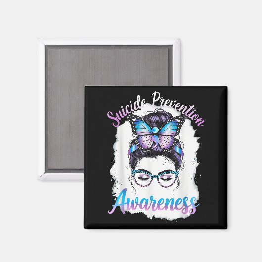 Messy Bun Girl Suicide Prevention Mental Health Gr Magnet (Vorderseite/Rückseite)