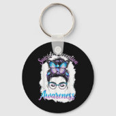 Messy Bun Girl Suicide Prevention Mental Health Gr Schlüsselanhänger (Vorderseite)