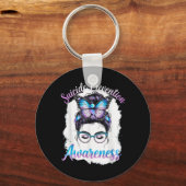 Messy Bun Girl Suicide Prevention Mental Health Gr Schlüsselanhänger (Vorderseite)